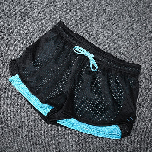 Women's Neon lined Jersey Shorts - Blue